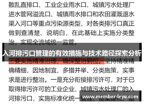 入河排污口管理的有效措施与技术路径探索分析