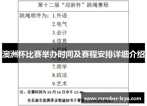 澳洲杯比赛举办时间及赛程安排详细介绍 澳洲杯比赛举办时间及赛程安排详细介绍
